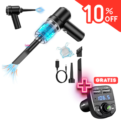 Aspiramax® – Mini Aspiradora Portátil 3 en 1 + REGALO EXCLUSIVO: Conversor Bluetooth X8 para tu coche