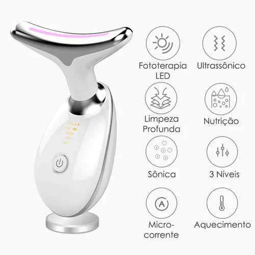 PERFECT SKIN - Masajeador Rejuvenecedor con LED para Rostro y Cuello - ¡Estimula el colágeno de la piel!